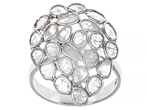 Polki Diamond Sterling Silver Ring
