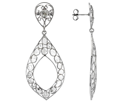 Details about  / Natural Pave Diamond /& Diamond Polki 925 Sterling Silver Earrings Jewelry