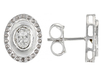 Picture of Foil-Backed Polki Diamond Sterling Silver Stud Earrings
