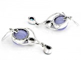 Blue Lace Agate, Topaz, & Cultured Freshwater Pearl Silver Earrings 0.77ctw