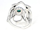 Round Turquoise Sterling Silver Lotus Ring