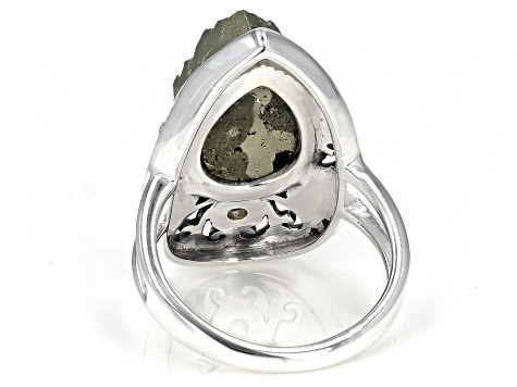 Rough Drusy Pyrite Sterling Silver Ring 0.14ctw