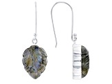 Gray Hand Carved Labradorite Sterling Silver Earrings 12.50ctw