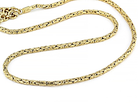 18k Yellow Gold Over Sterling Silver 3mm Byzantine Necklace