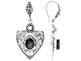 Rough Shungite With Clear Quartz Sterling Silver Earrings 0.26ctw