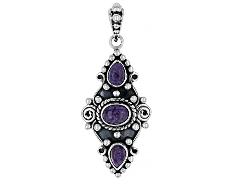 Purple Charoite Sterling Silver Pendant
