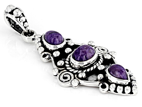Purple Charoite Sterling Silver Pendant