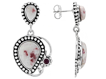 Picture of Multi-Color Rosalinda And Red Ruby Sterling Silver Earrings 0.14ctw