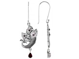 Red Ruby Sterling Silver Peacock Earrings 0.49ctw