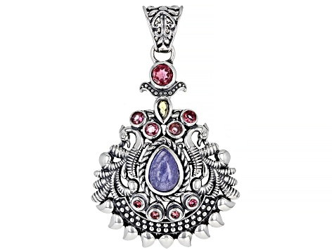 Tanzanite and Multi-Color Tourmaline Sterling Silver Pendant 1.56ctw