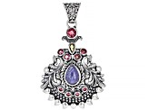 Tanzanite and Multi-Color Tourmaline Sterling Silver Pendant 1.56ctw