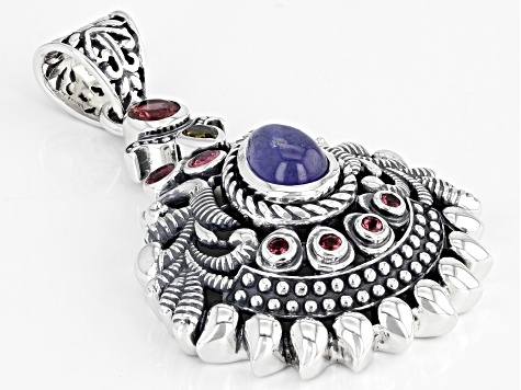 Tanzanite and Multi-Color Tourmaline Sterling Silver Pendant 1.56ctw