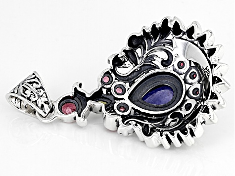 Tanzanite and Multi-Color Tourmaline Sterling Silver Pendant 1.56ctw