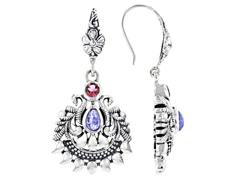 Blue Tanzanite and Pink Tourmaline Sterling Silver Earrings 0.23ctw - IDA1161 - Vimarsana News