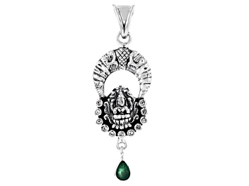 Picture of Green Emerald and White Topaz Sterling Silver Pendant 0.54ctw