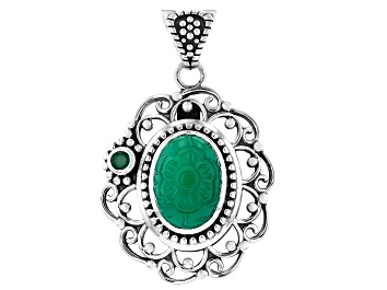 Picture of Green Onyx With Emerald Sterling Silver Pendant 0.25ct