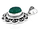 Green Onyx With Emerald Sterling Silver Pendant 0.25ct