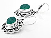 Green Onyx With Emerald Sterling Silver Earrings 0.24ct