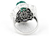 Green Onyx With Emerald Sterling Silver Ring 0.14ct