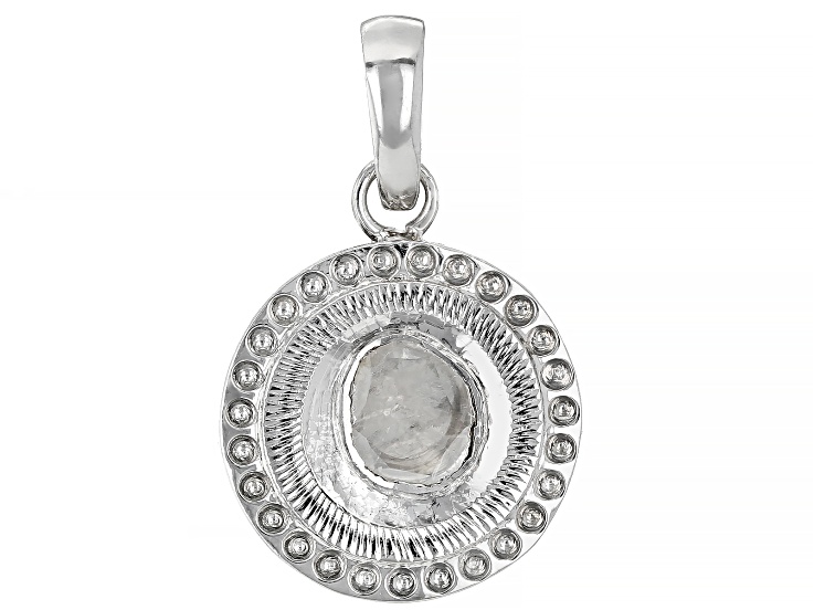 Foiled-Back Polki Diamond Sterling Silver Pendant