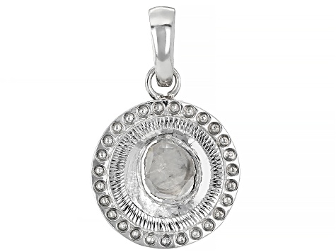 Foiled-Back Polki Diamond Sterling Silver Pendant