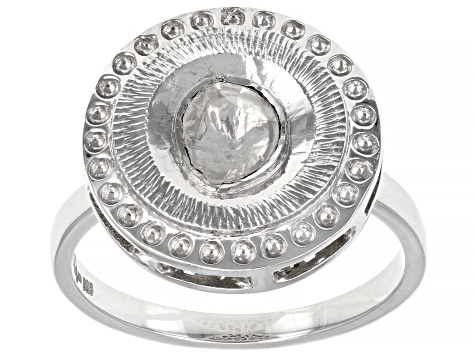 Foiled-Back Polki Diamond Sterling Silver Ring