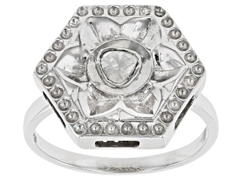 Picture of Foil-Backed Polki Diamond Sterling Silver Ring