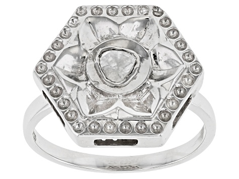 Foil-Backed Polki Diamond Sterling Silver Ring