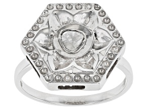 Foil-Backed Polki Diamond Sterling Silver Ring