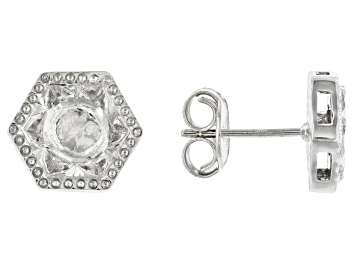 Picture of Foil-Backed Polki Diamond Sterling Silver Earrings