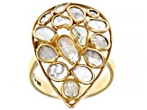 Polki Diamond 18k Yellow Gold Over Sterling Silver Ring