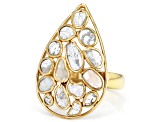 Polki Diamond 18k Yellow Gold Over Sterling Silver Ring