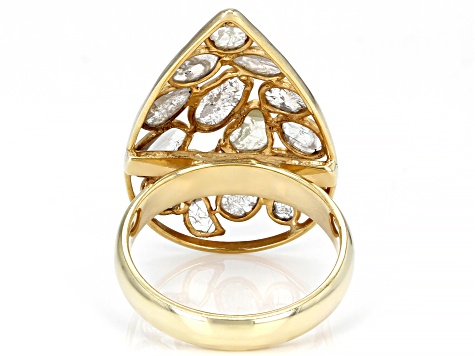 Polki Diamond 18k Yellow Gold Over Sterling Silver Ring