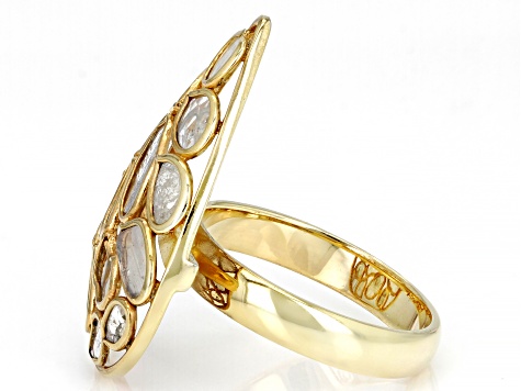 Polki Diamond 18k Yellow Gold Over Sterling Silver Ring