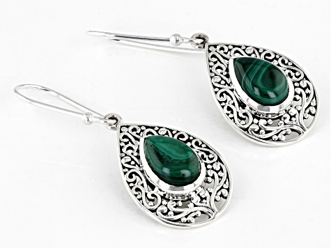 Green Malachite Sterling Silver Earrings