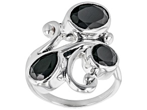Black Spinel Sterling Silver Ring 2.16ctw