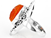 Orange Hand Carved Carnelian Sterling Silver Ring