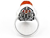 Orange Hand Carved Carnelian Sterling Silver Ring