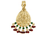 Emerald and Garnet 18k Yellow Gold Over Sterling Silver Pendant 1.45ctw