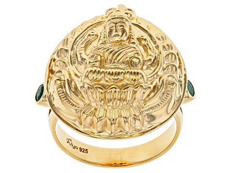 Emerald 18k Yellow Gold Over Sterling Silver Ring 0.14ctw