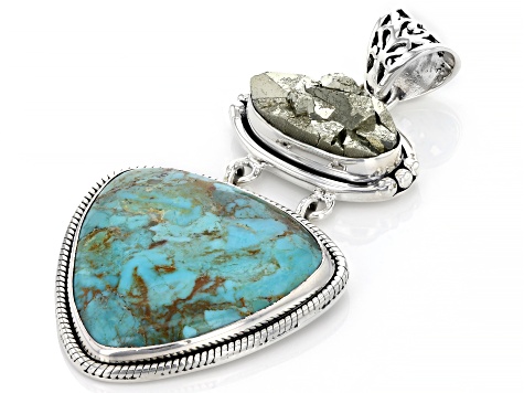 Turquoise in Matrix And Pyrite Sterling Silver Pendant