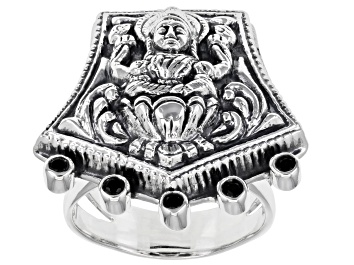 Picture of Black Spinel Sterling Silver Goddess Ring 0.06ctw