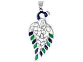 Polki Diamond With Enamel Peacock Sterling Silver Pendant
