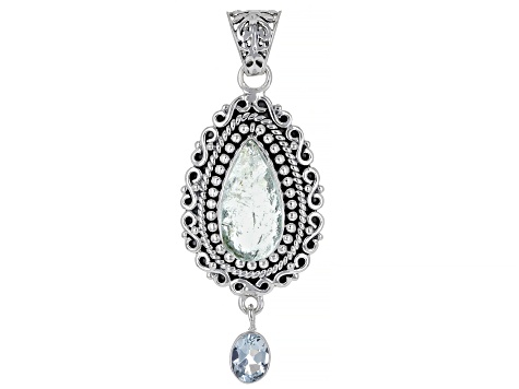 Blue Aquamarine and 1.44ctw Blue Topaz Sterling Silver Pendant