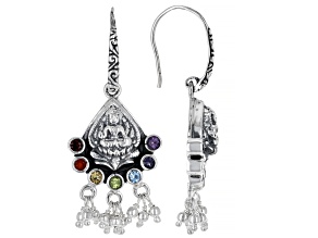 Multi Stone Sterling Silver Earrings 0.95ctw