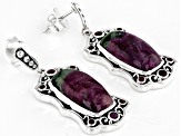 Ruby Zoisite and Ruby Sterling Silver Earrings