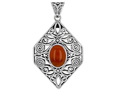 Orange Carnelian Sterling Silver Pendant