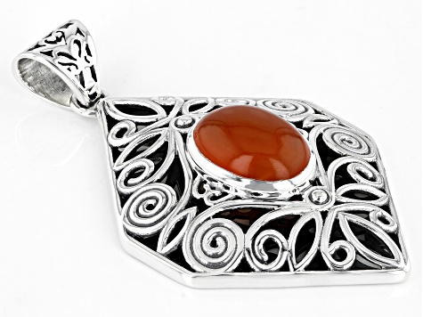 Orange Carnelian Sterling Silver Pendant