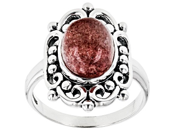 Picture of Pink Strawberry Quartz Hamsa Sterling Silver Ring