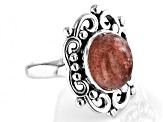 Pink Strawberry Quartz Hamsa Sterling Silver Ring